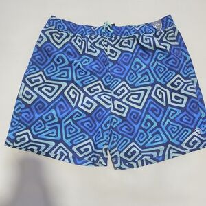 Ocean Current Men's 6" Swim Trunks, Lined, Indigo Blue Geometric.XL.